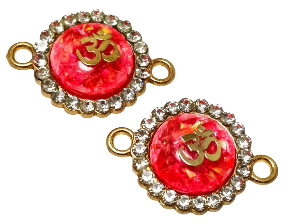 Red Om Design Metal Charms with Holes