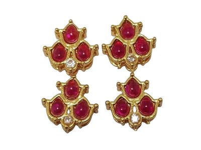 Rani Pink Triangular Meena Kundan Stones