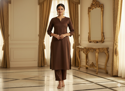 देवदार भूरा सादा चमकीला सूती कपड़ा