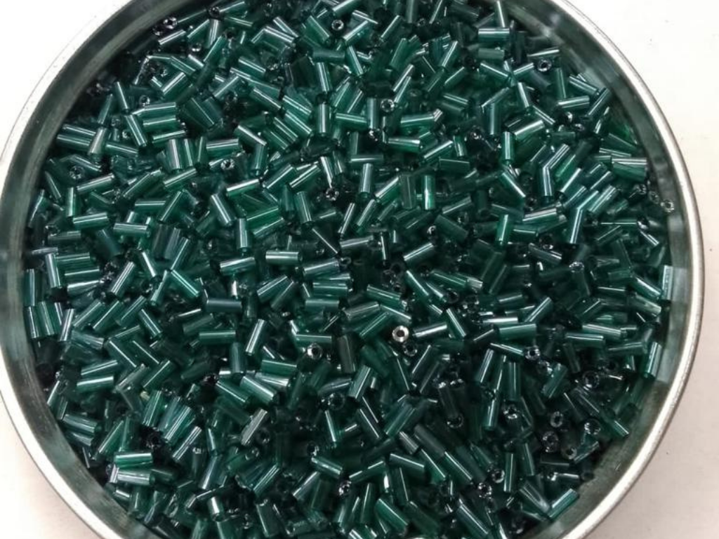 Dark Green Transparent Pipe Glass Seed Beads- 4.5 mm