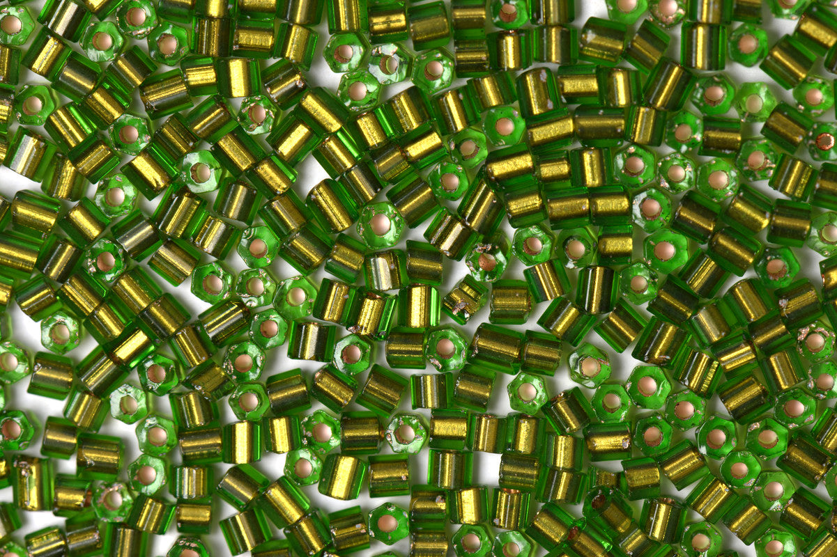 Fern Green 2 Cut Siverline Preciosa Seeds Beads