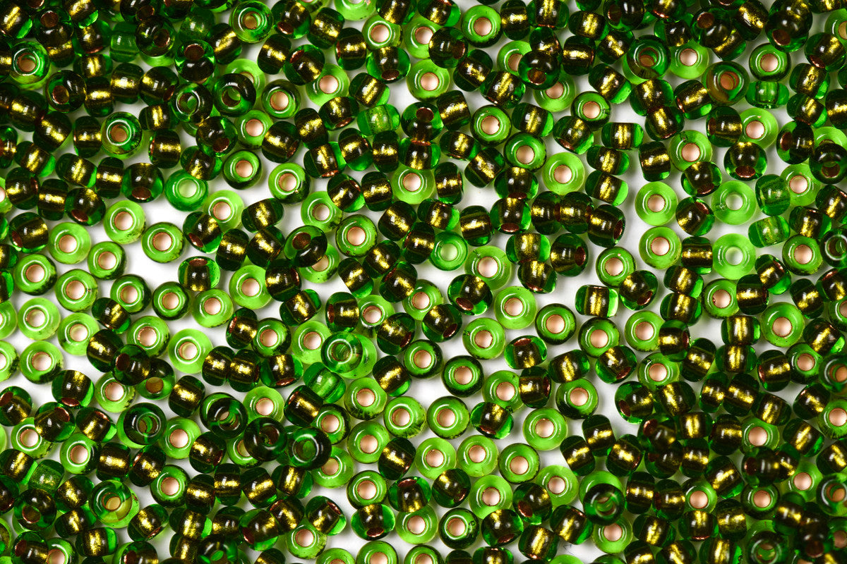 Green Preciosa Silverline Seeds Beads