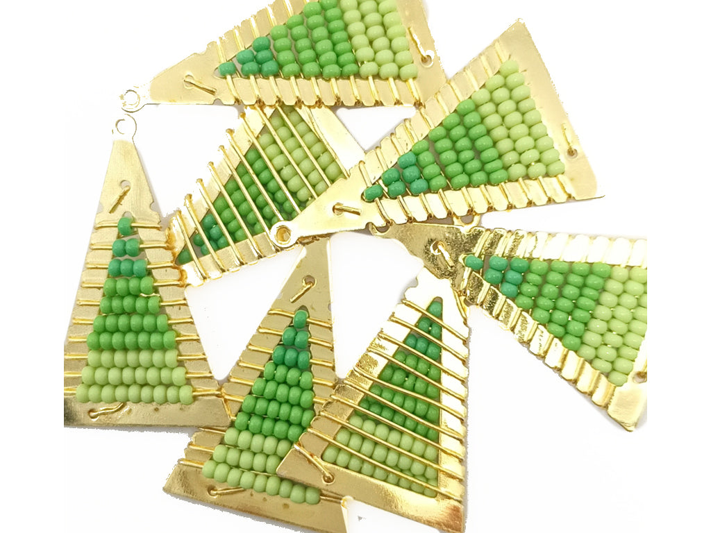 Green Triangle Metal Frame Beads