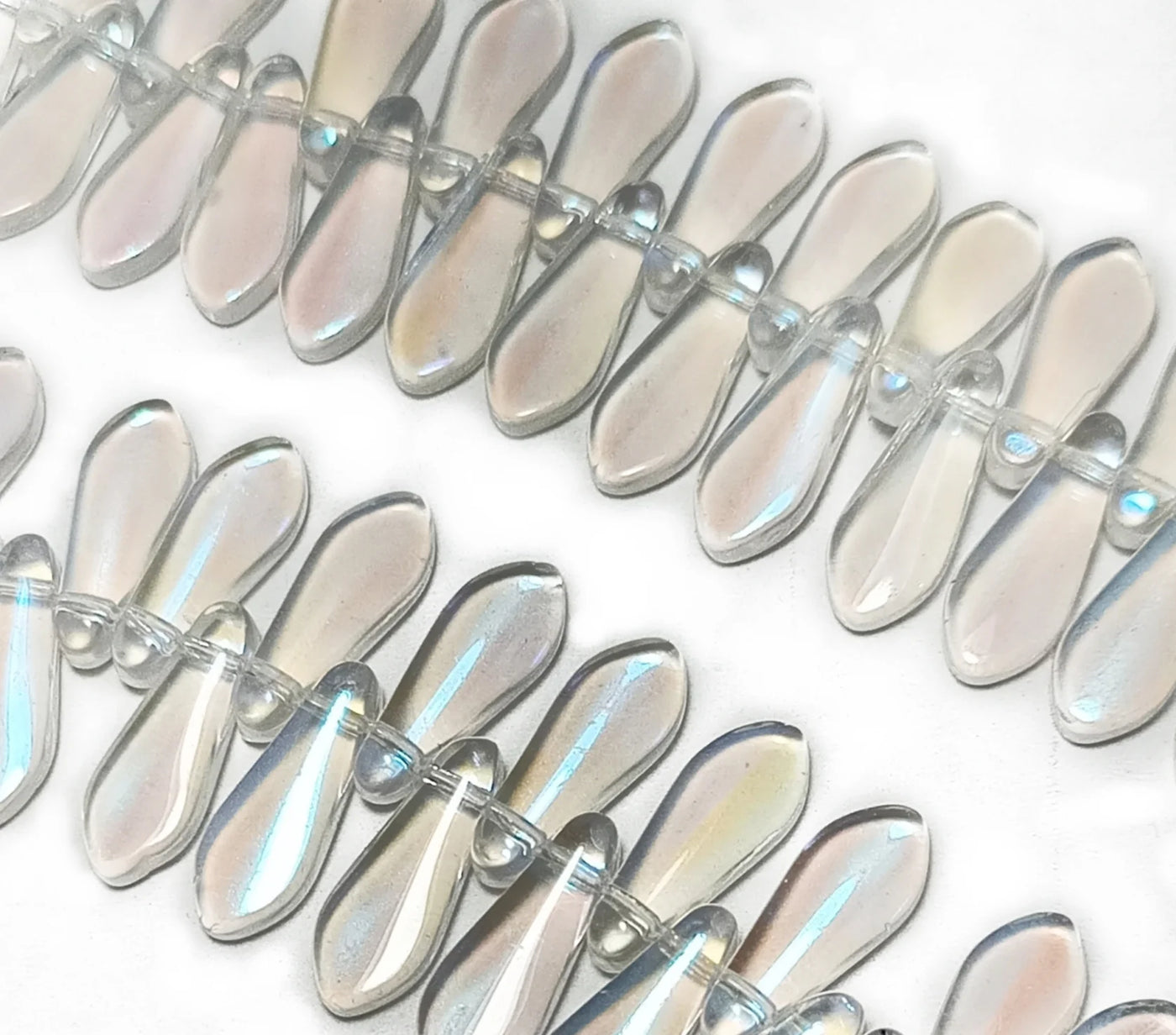 White Transparent Spike Shaped Top Hole Crystal Beads