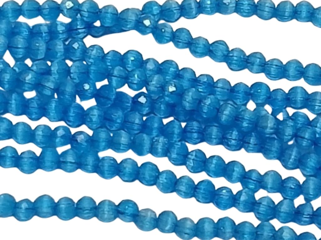Sea Blue Opaque Rondelle / Tyre Shaped Hydro Crystal Glass Beads