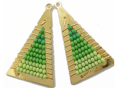 Green Triangle Metal Frame Beads