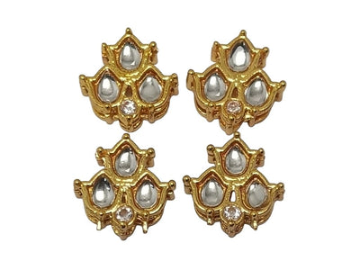 White Triangular Meena Kundan Stones