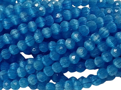 Sea Blue Opaque Rondelle / Tyre Shaped Hydro Crystal Glass Beads