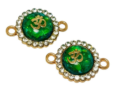 Dark Green Om Design Metal Charms with Holes