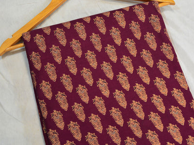 Maroon Ajrakh Pure Cotton Fabric