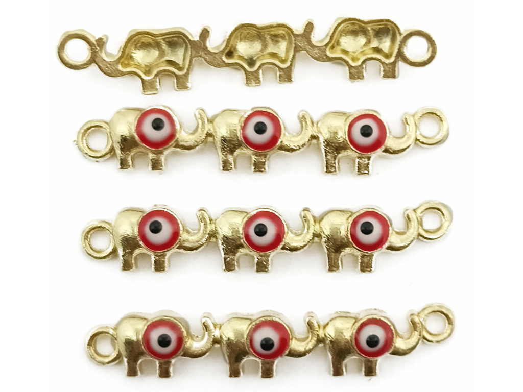 Golden & Red Elephant Enamel Metal Charms