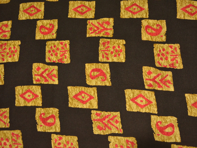 Black Traditonal Printed Semi Pashimna Woolen Fabric