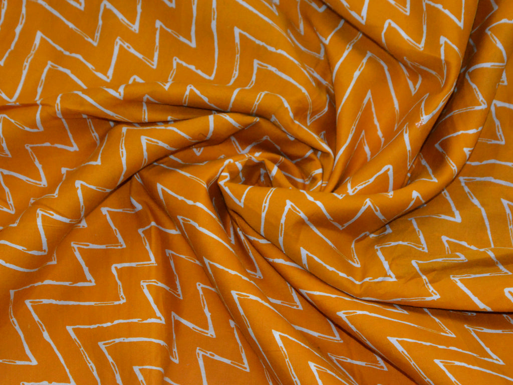 Orange & White Chevron Pure Cotton Fabric