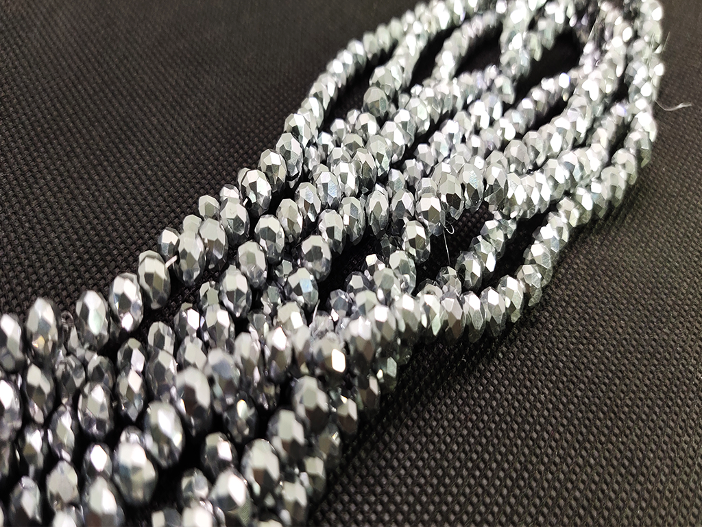 Silver Tyre Crystal Beads (Wholesale)