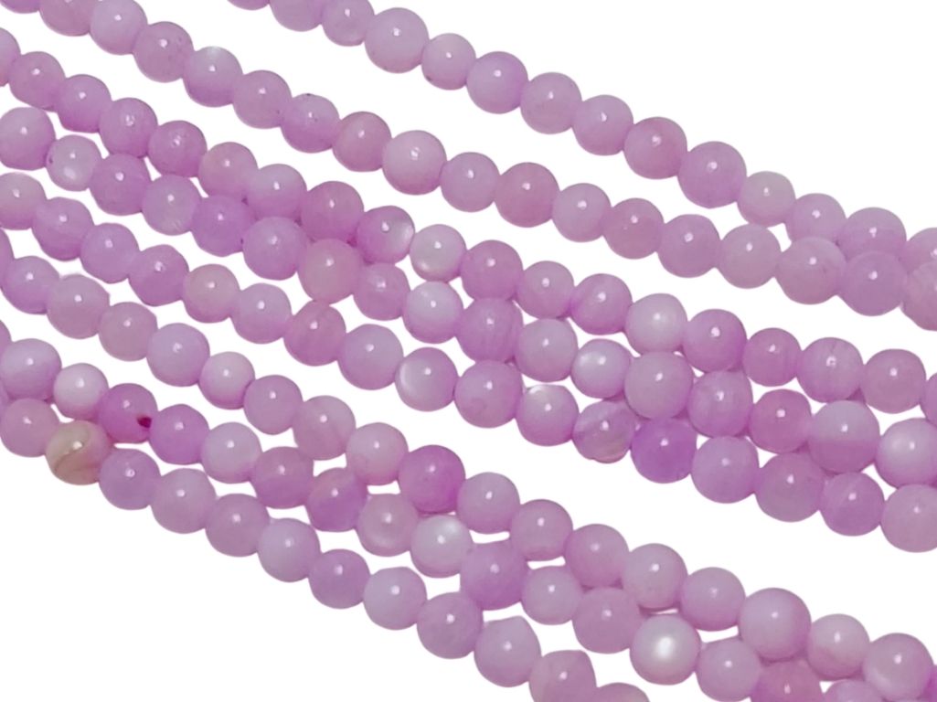 Light Purple Spherical Glossy Mother of Pearl Beads