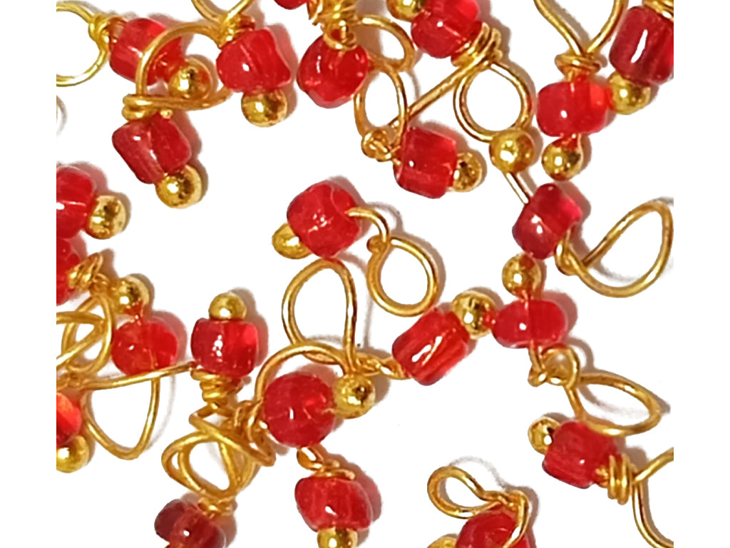 Red & Golden Glass Loreal Beads With Hook