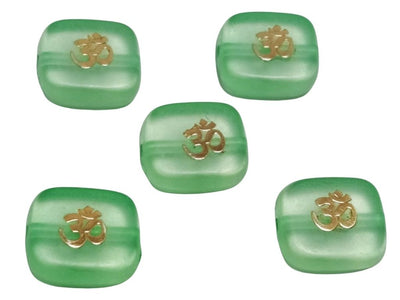Green Rectangular Resign Om Charms