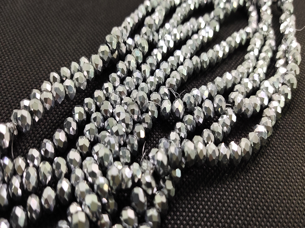 Silver Tyre Crystal Beads (Wholesale)