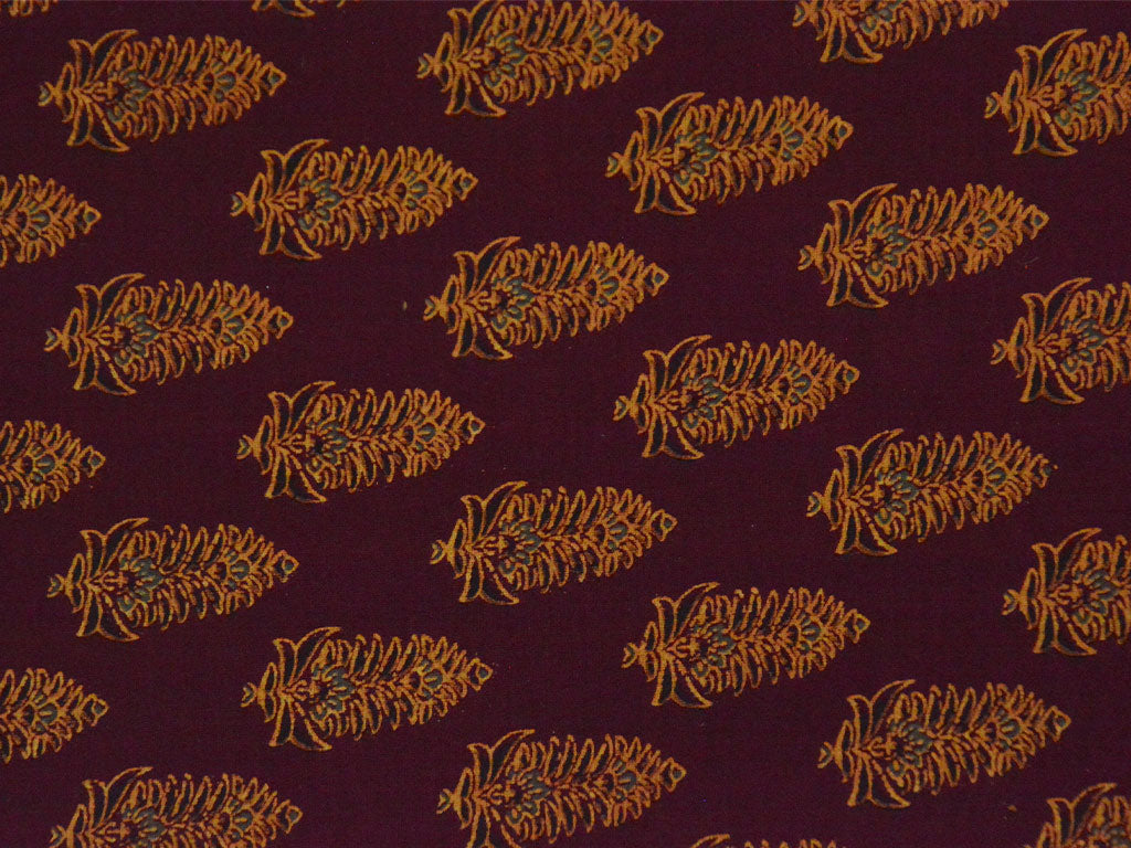 Maroon Ajrakh Pure Cotton Fabric