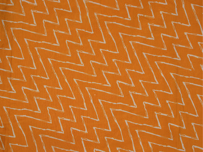 Orange & White Chevron Pure Cotton Fabric