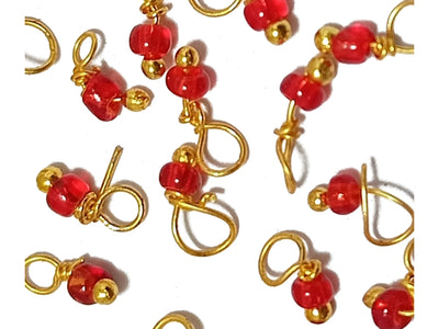 Red & Golden Glass Loreal Beads With Hook