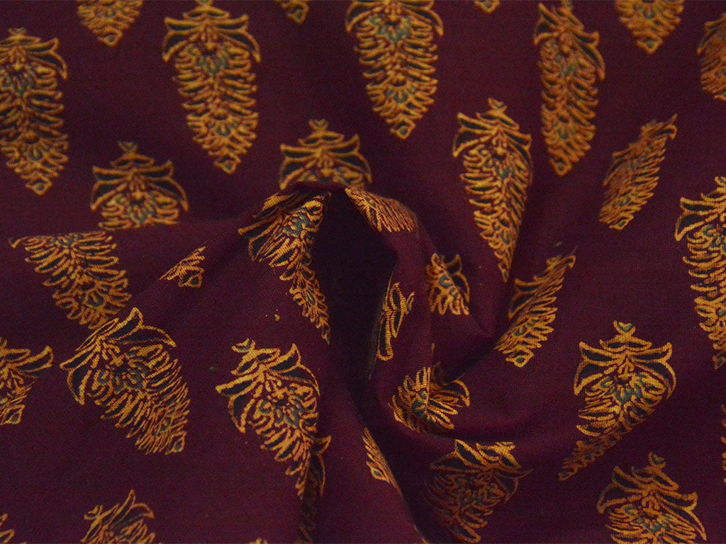 Maroon Ajrakh Pure Cotton Fabric