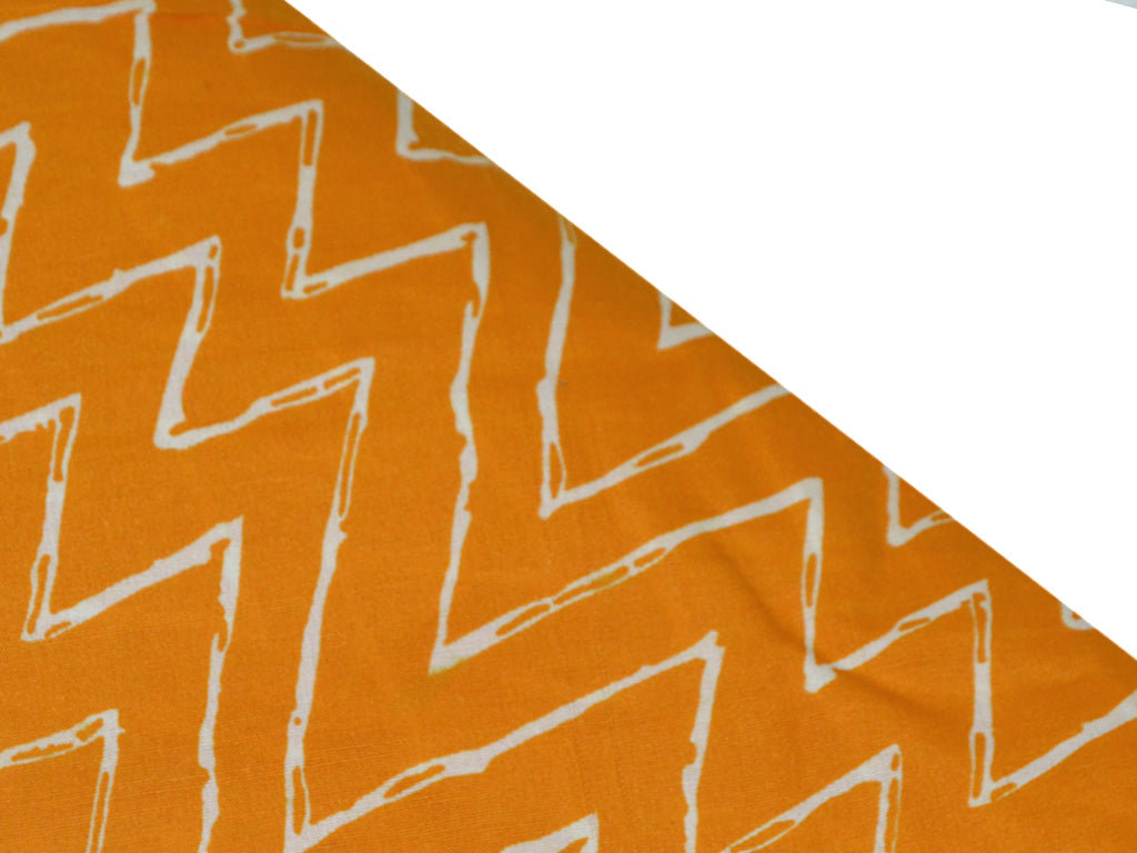 Orange & White Chevron Pure Cotton Fabric