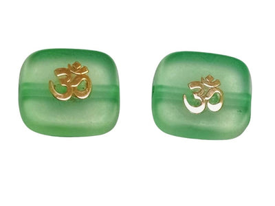 Green Rectangular Resign Om Charms