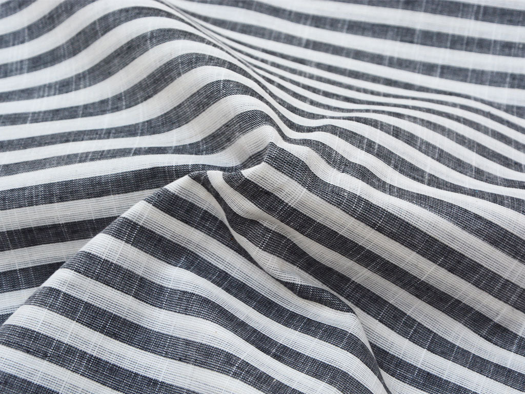 White & Black Strips Pattern Pure Cotton Jacquard Fabric