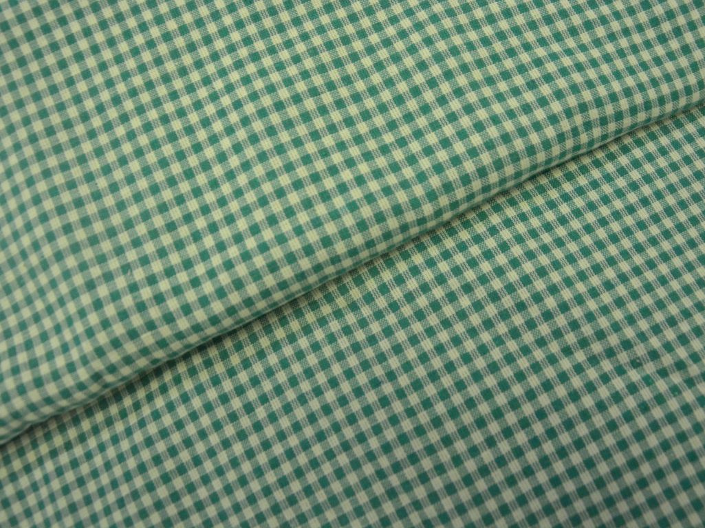 Teal Checks Yarns Dyed Pure Cotton Fabric