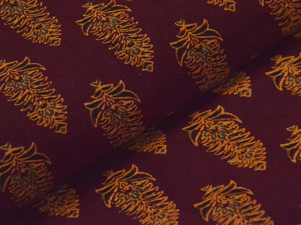 Maroon Ajrakh Pure Cotton Fabric