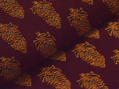 Maroon Ajrakh Pure Cotton Fabric
