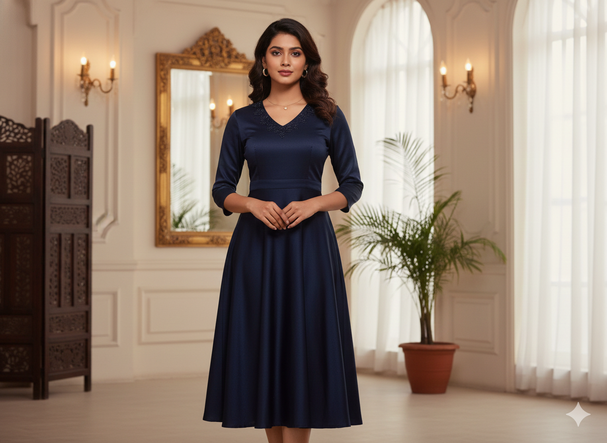 Dark Blue Plain Malai Satin Fabric  (Wholesale)