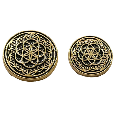 Black & Golden Color Mandala Design Round 1 Hole Metal Buttons