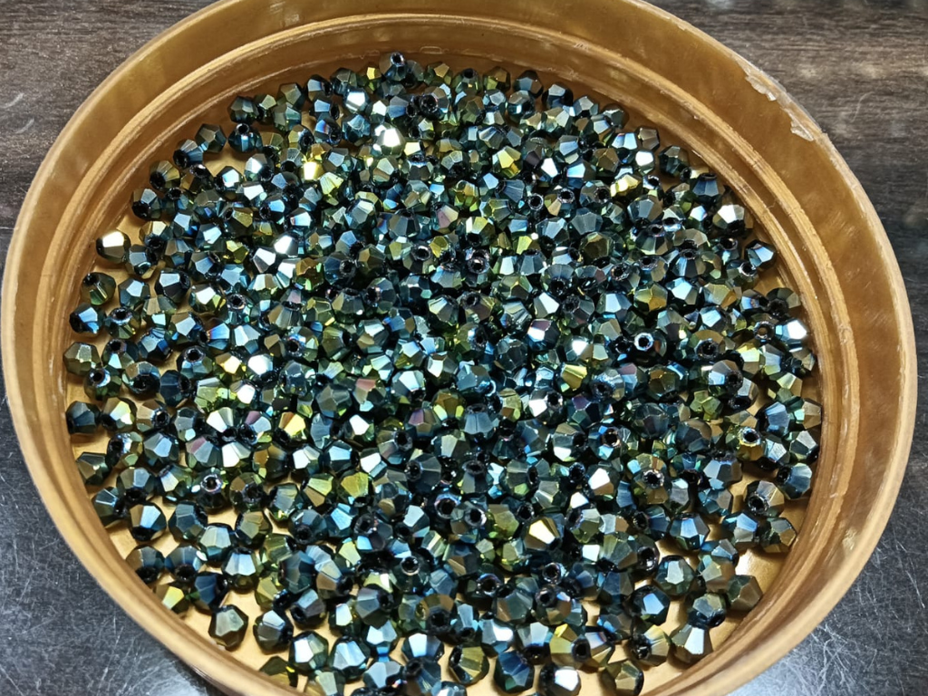 Deep Green Rainbow Bicone Crystal Glass Beads (Wholesale)