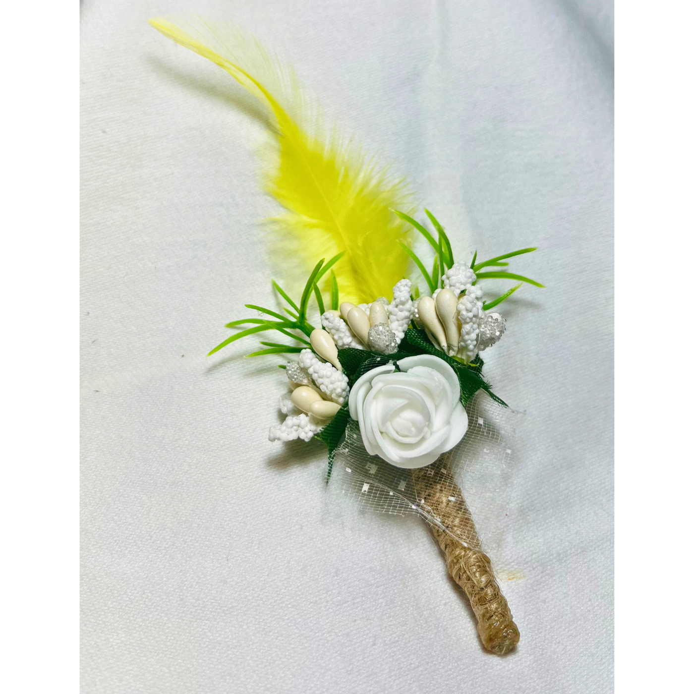 Multicolor Faux Feather Flower Brooch