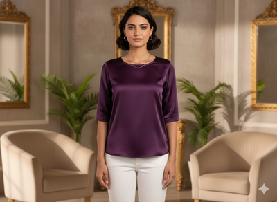 Dark Purple Plain Malai Satin Fabric