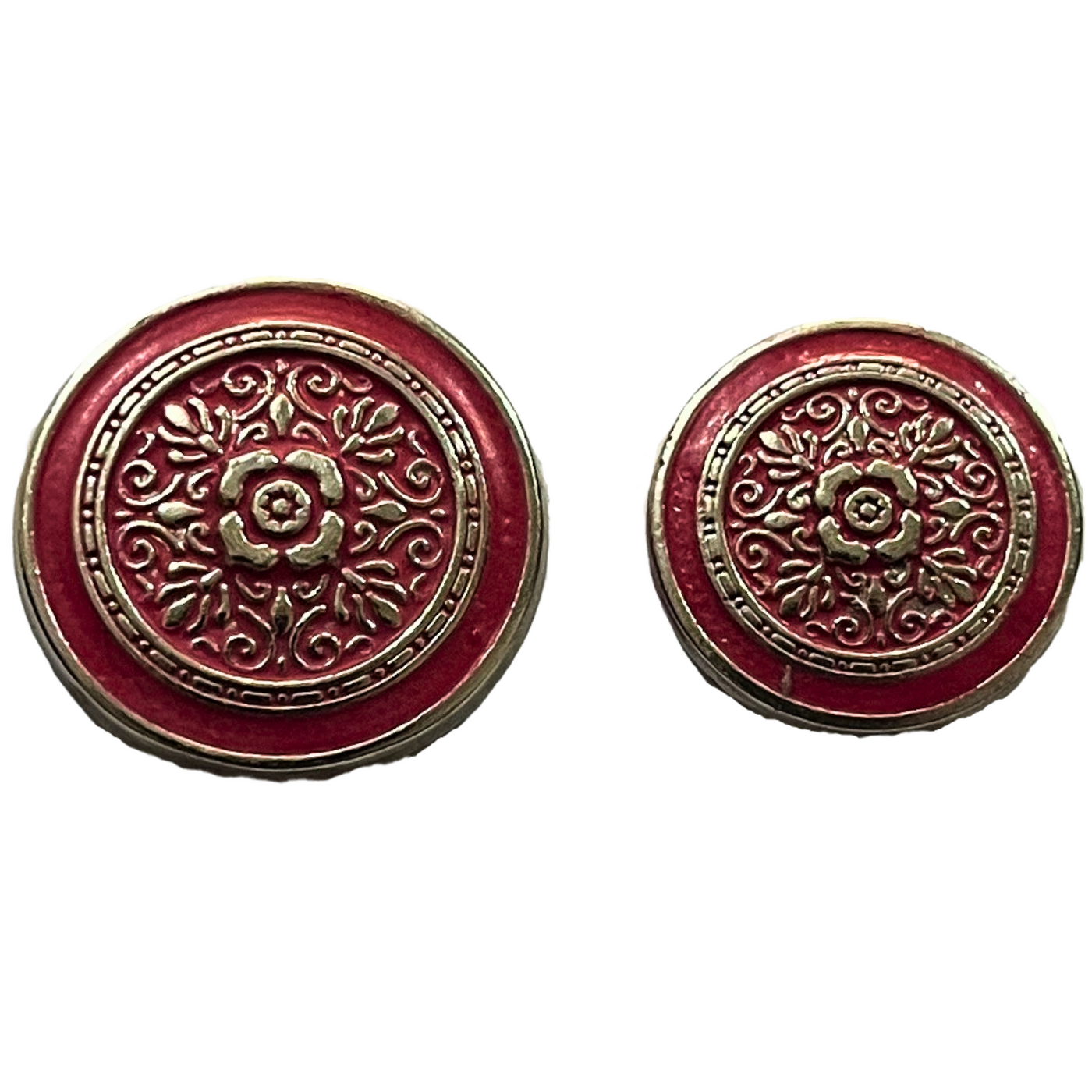 Pink & Silver Color Eye Catchy Floral 1 Hole Round Metal Buttons