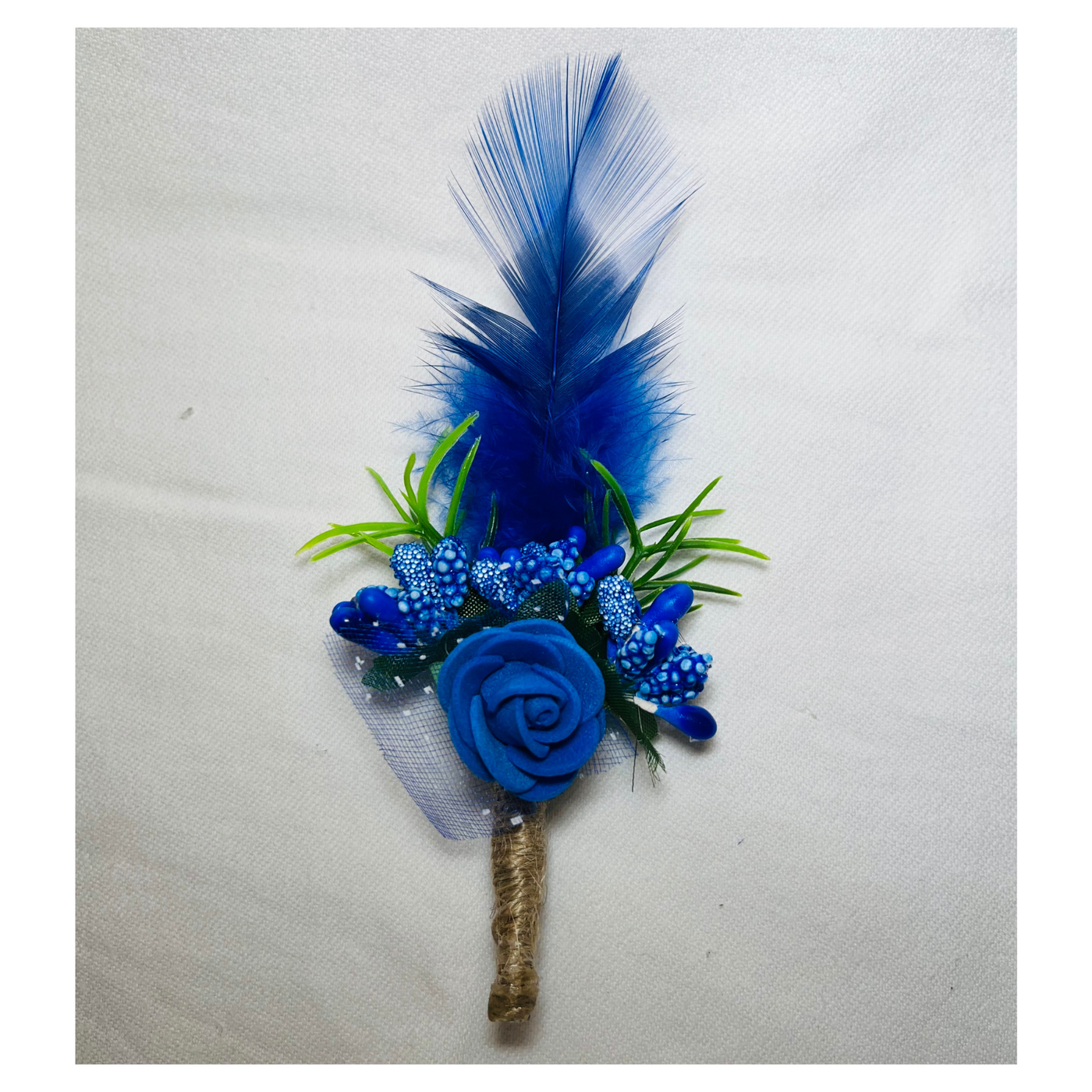 Blue Faux Feather Flower Brooch ( Wholesale )