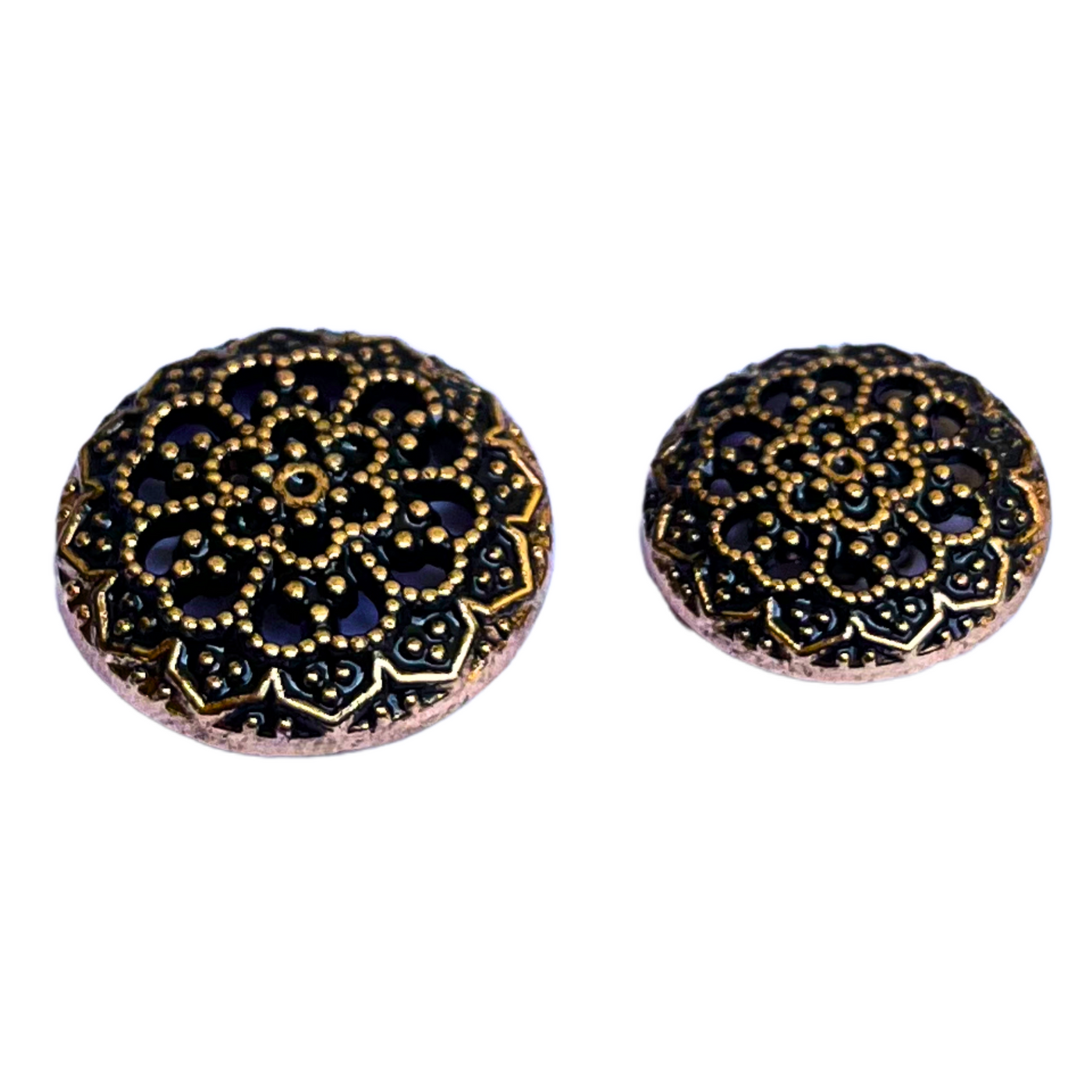 Black & Golden Color Flower Designer 1 Hole Metal Buttons