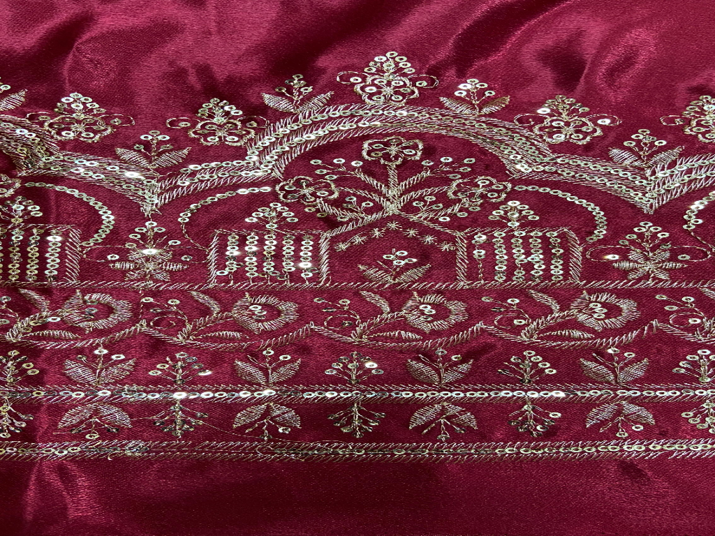 Deep Maroon Balma Daman Polyster Silk Fabric