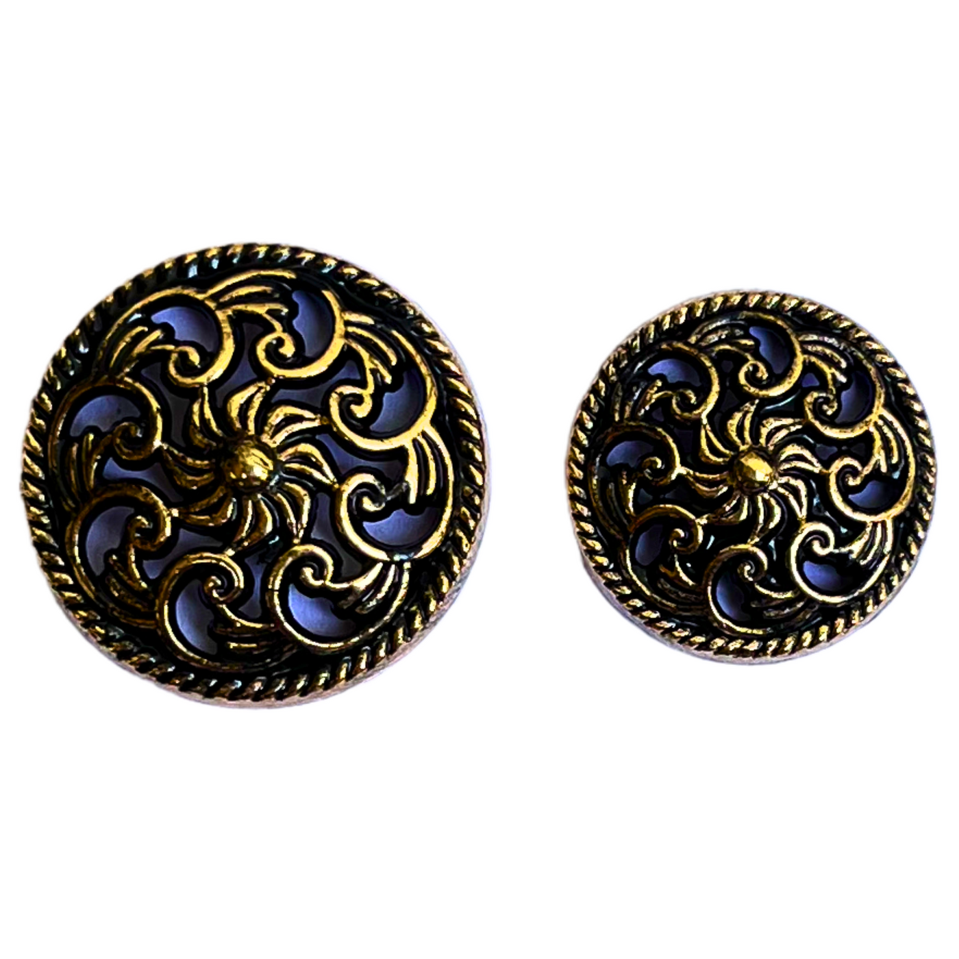 Black & Golden Elegant Traditional Designer Round 1 Hole Metal Buttons