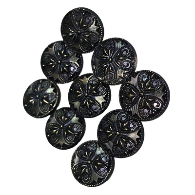 Black Color Ancient Medieval Designer Round 1 Hole Plastic Buttons