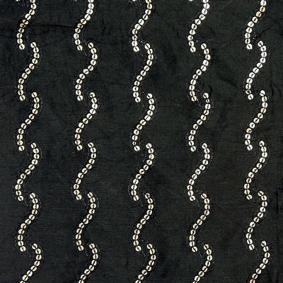 Black Waves Modal Chanderi Print Muslin Fabric