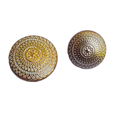 White & Golden Color Elegant Traditional Designer Round 1 Hole Metal Buttons