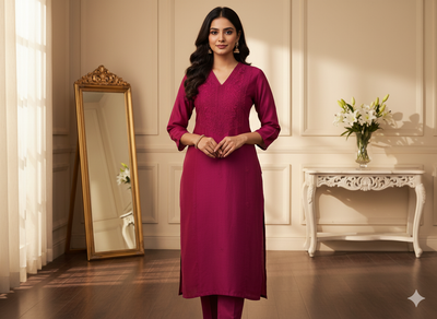 मैजेंटा गुलाबी सादा शुद्ध विस्कोस गाजी सिल्क कपड़ा