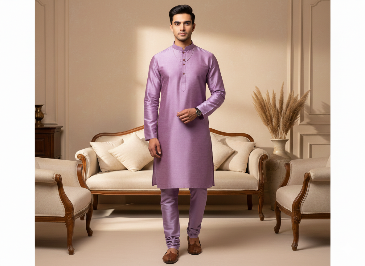 Lavender Plain Bangalore Raw Silk Fabric  (Wholesale)