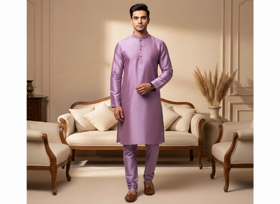 Lavender Plain Bangalore Raw Silk Fabric  (Wholesale)