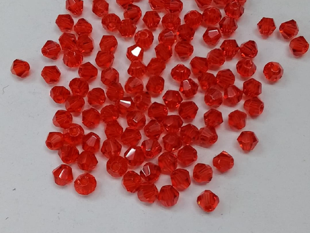 Red New Cut Crystal Glass Beads- 4 mm