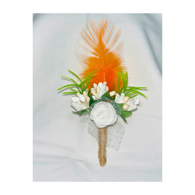 Multicolor Faux Feather Flower Brooch